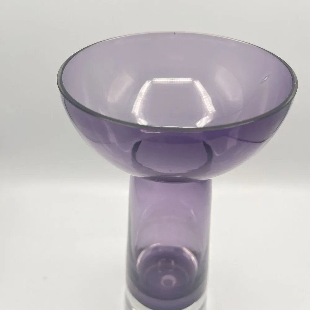 Krosno Poland Amethyst Art Glass Vase Candle Holder Suspended Bubble